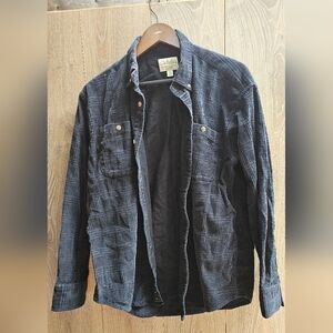 Cabela's VTG Dark Plaid Shirt Jacket Shacket Cotton Chore Coat Button Up